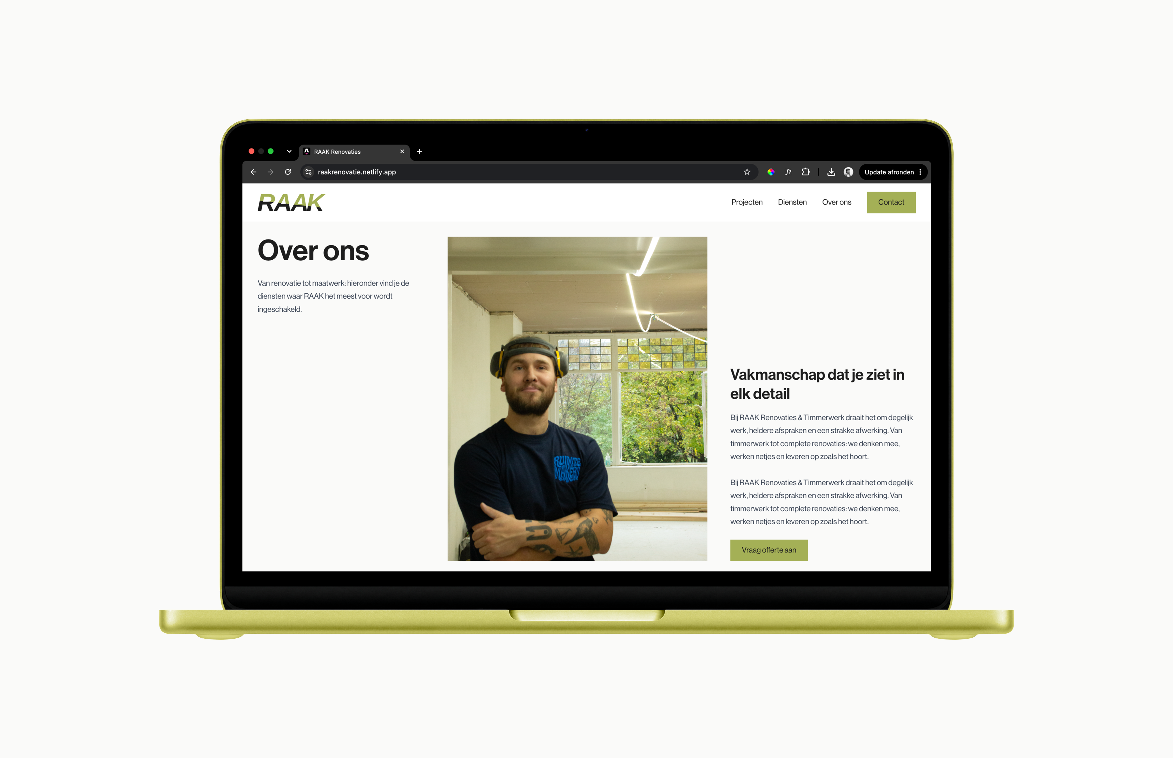 Mockup Raakrenovaties website
